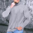 thumbnail image 5 of Men's Solid Color Turtleneck Sweater Textured Knit Pullover for Casual Fashion and Winter Warmth, Ideal for Office Wear and Christmas Holiday Gifts,Light Gray,XL, 5 of 5