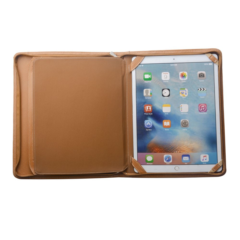 Brown Leather Portfolio With Notepad Space for iPad