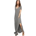 thumbnail image 1 of Women's V Neck Side Pockets Split Hem Beach Long Maxi Dress, 1 of 5
