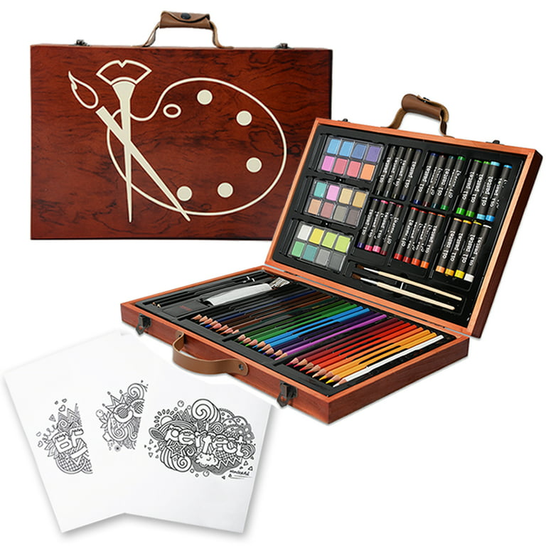 102-Piece Deluxe Art Creativity Set with Wooden Easel Desk