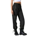 thumbnail image 4 of INSPIRE CHIC Women's Pants Cargo Lightweight High Waist Elastic Drawstring Wide Leg Trousers with Pockets XL Black, 4 of 6