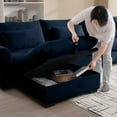 thumbnail image 6 of Sectional Sofa Couch with Ottoman, 86.8" Modern L Shaped Cloud Couch with Storage, Comfy Corduroy Upholstered Oversized Loveseat Chaise Lounges, Sleeper Sofa for Living Room, Apartment, Office, Blue, 6 of 9