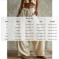 thumbnail image 3 of LEAVINGSUO Women's Linen Wide Leg Pants Elastic Drawstring High Waist Loose Boho Flowy Pants For Summer Beach With Pockets Khaki S, 3 of 7