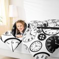 thumbnail image 4 of Manfei Cartoon Clock Full Size Comforter Sets, White Black Geometric Stripes Bedding Comforter Set, Teen Kid Child Reversible Bedding Sets, Super Cozy Room Decor, 3-Piece, 4 of 8