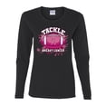 thumbnail image 2 of Wild Bobby Tougher Than Cancer Football Paint Splatters Breast Cancer Awareness Women Graphic Long Sleeve Tee, Black, Small, 2 of 6