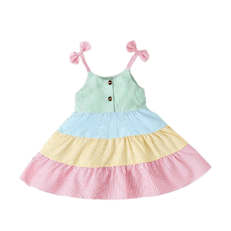 

Mikrdoo Baby Girls Dress Colorful 9 Months Newborn Girls Splice Straps 12 Months Girls Summer Layered Dress One Piece Sun Dress