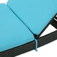 thumbnail image 4 of GDF Studio Olivia Outdoor Wicker Armless Adjustable Chaise Lounges with Cushion, Set of 2, Gray and Blue, 4 of 6