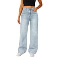 thumbnail image 3 of Yungyresw Women Wide Leg Jeans Y2K Loose Fit Wide Leg High Waisted Baggy Denim Pants Outdoor Fashion Casual Streetwear Light Blue S, 3 of 5