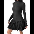 thumbnail image 2 of Vestido Mini de Larga con para Mujer, Ajustado, con Cuello Alto, Informal, para Cóctel o Fiesta Negro S, 2 of 9