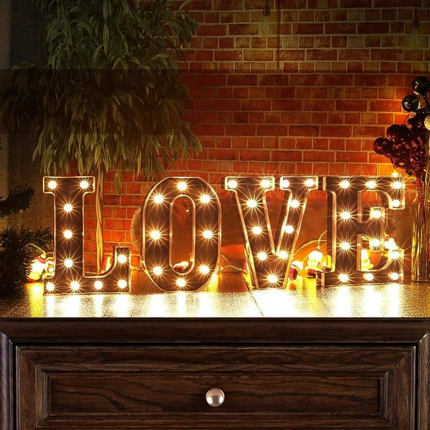 Letras iluminadas YZhouD, letras LED negras del alfabeto, luces nocturnas para el hogar, bar, festival, fiesta de cumpleaños, boda, decoración -S