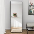 thumbnail image 2 of GLSLAND Full Length Mirror 60" x 20" Modern Rectangle Standing Floor Mirror with Round Corners, Black, 2 of 7
