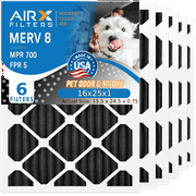 16x25x1 Air Filter Odor Eliminator Carbon Filter MERV 8 Comparable to MPR 700 & FPR 5 AC HVAC Premium USA Made 16x25x1 Furnace Filters by AIRX FILTERS WICKED CLEAN AIR. 6 Pack