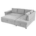 thumbnail image 5 of 91.5-Inch L Shaped Couch, with Pull Out Bed and Storage Sectional Sleeper Sofa with Hidden Storage , Sleeper Sofa Bed with storage,for Living Room, Apartment, Bedroom, Office, 5 of 21