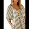 thumbnail image 2 of Mono de Rayas Extragrande para Mujer, Vestido Corto, Mono, Ropa de Playa para Vacaciones con Bolsillos. Albaricoque L, 2 of 7