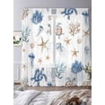 thumbnail image 3 of Sheer Curtains 84 Inches Long, Blue Brown Coastal Light Filtering Window Curtains for Living Room, Nautical Summer Beach Sea Turtle Rod Pocket Voile Sheer Curtain Drapes, 52"W x 84"L, 2 Panels, 3 of 8
