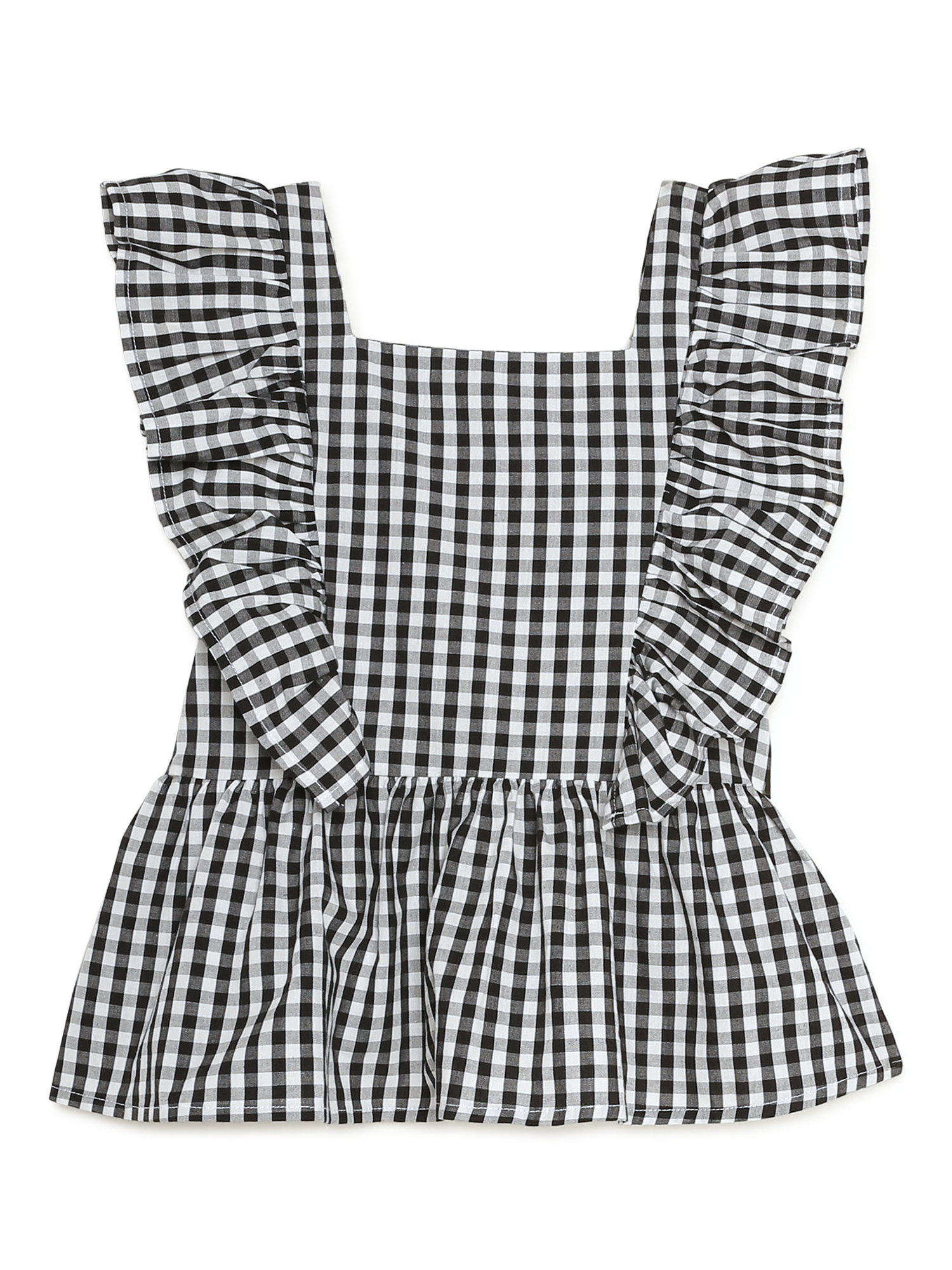 Wonder Nation Girls' Ruffle Sleeve Babydoll Woven Top, Sizes 4-18 ...