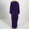 thumbnail image 5 of Women's Winter Plush Hooded Jumpsuit Home Clothes Pajamas Long Sleeves, Soft and Warm, Perfect for Loungewear and Cold Weather Indoors,Purple,2XL, 5 of 7