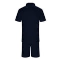 thumbnail image 2 of PEASKJP Polo Shirts for Men and Shorts Set Summer Outfits Casual Short Sleeve Suit 2 Piece Shorts Tracksuit Set (Dark Blue,3XL), 2 of 5