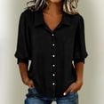thumbnail image 2 of KyCheLot Women's Button down Shirts Fall 3/4 Sleeve Lapel Neck Solid Color Shirts Casual Comfy Business Shirts, 2 of 5
