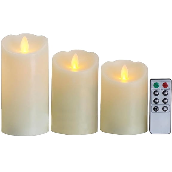 Reflections by Mikasa Realistic Wax Flameless Candles, LED Candles with Remote, Exquisite White Battery Candles for Wedding, Christmas Decorations, and Everyday, Set of 3