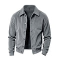 thumbnail image 6 of CCRFTGI Mens Corduroy Fleece Coat Laydown Collar Jacket Soft Casual Top with Storage Pockets Light Gray L, 6 of 6