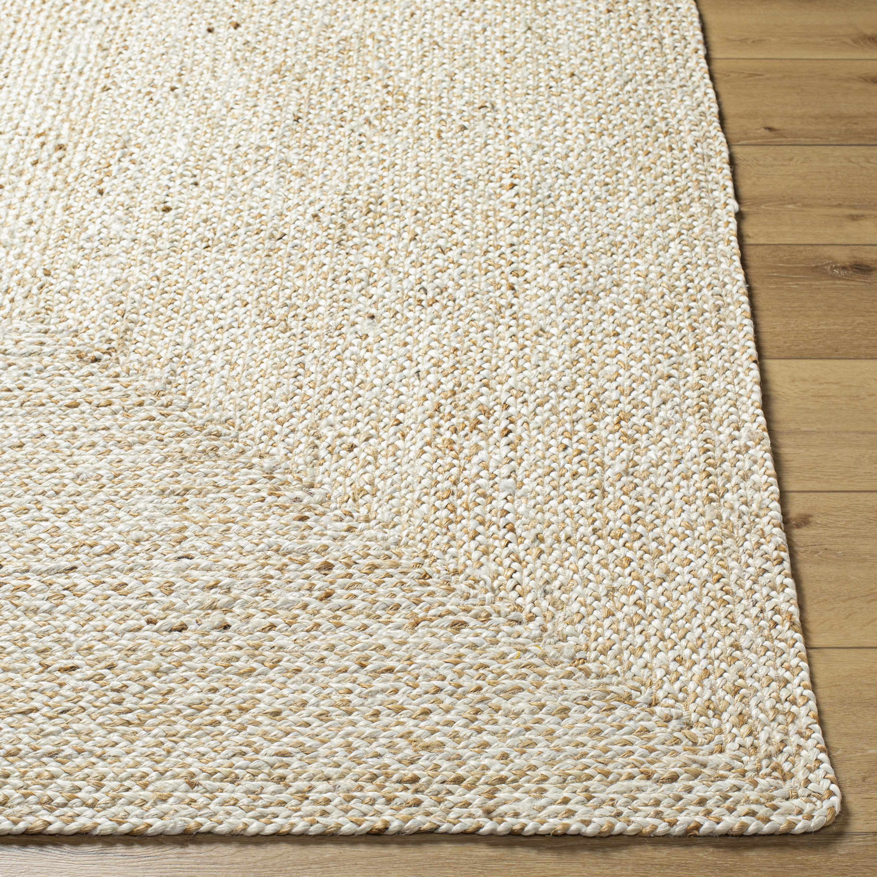 Hauteloom Elkie Jute Living Room, Bedroom Area Rug - Farmhouse - Bone - 9' x 12'