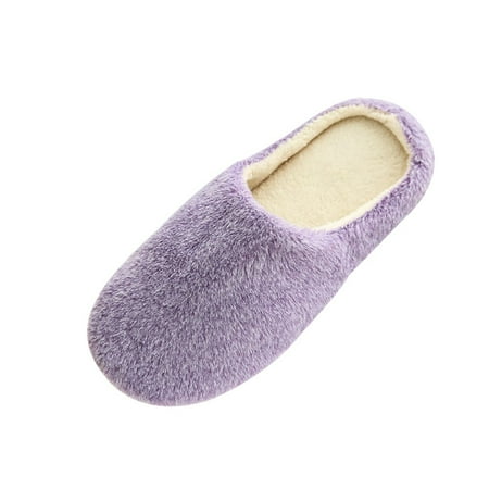 

〖Yilirongyumm〗 Purple 38-39 Slippers For Women Bedroom Winter Soft Slippers Shoes Indoors Anti-Slip Plush Home Women Floor Warm Women s Slipper