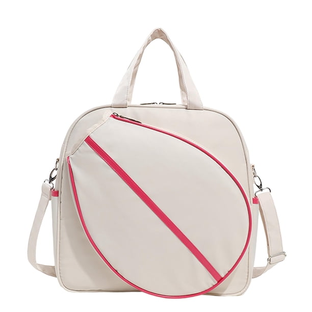 Bolsa de tenis Bolso de tenis Bolso de transporte al aire libre Mujeres Hombres Correa ajustable Portátil Blanco