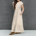 thumbnail image 4 of WRKEKC Robe Maxi pour Filles, Robe Décontractée d'Été pour Filles, Robe d'Été à Manches Courtes Col Rond Couleur Unie 8-9 Ans, 4 of 7