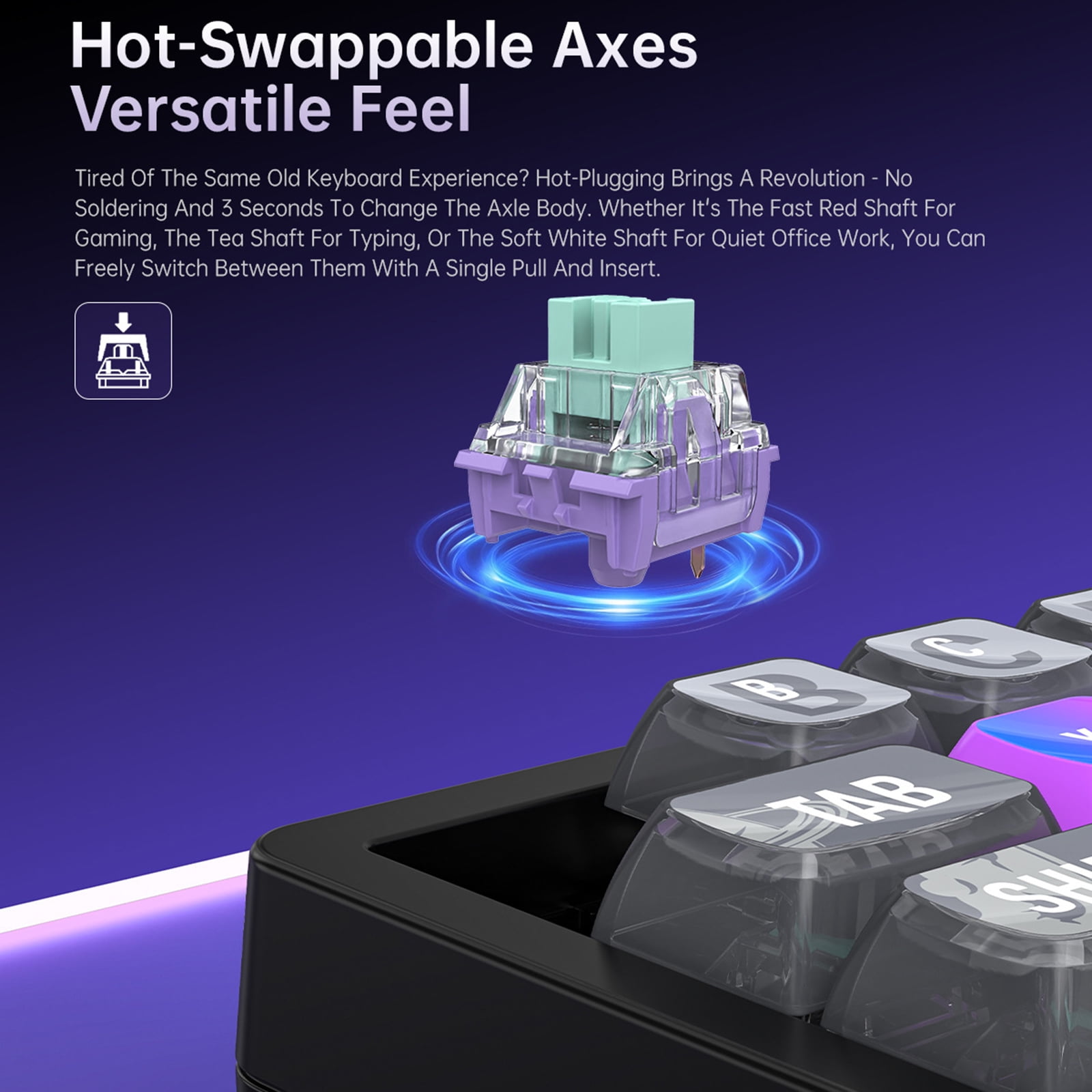 Programmable Wireless Gaming Keyboard Three Mode Connection 2.4Ghz Corded Color Lighting Detachable Keycaps