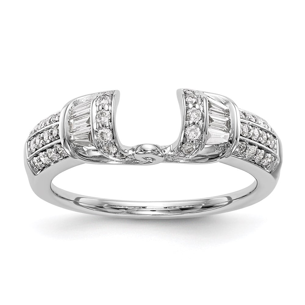 Solid 14K White Gold Engagement Diamond Wrap Wedding Ring Band Guard