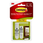 Command Picture Hanging Strips, White, Medium, 12 Sets of Strips/Pack