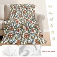 thumbnail image 5 of Red Green Floral Blanket Soft Cozy Warm Throw Blanket for Couch, Plush Fuzzy Flannel Fleece Blankets for Sofa, Botanical Watercolor Flower Leaf Plant Bed Blankets Lightweight Gifts for Women, 50"x60", 5 of 9