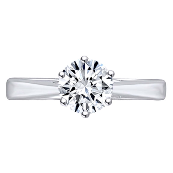 Solid 10K White Gold 1.0 Carat G-H-I Color 2.4MM Width Moissanite Simulated Diamond Engagement Ring for Women Ring Size-5