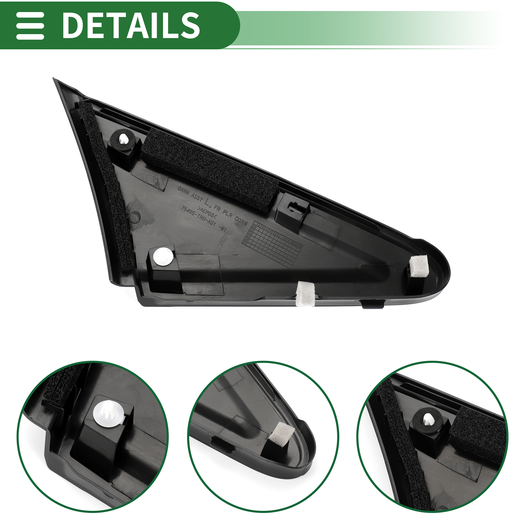 Unique Bargains Pillar Corner Triangle Trim for Honda Civic 2012-2015 Plastic