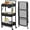 Black, variant on Alexent Foldable 3-Tier Blue Metal Rolling Utility Cart, No Assembly Required, Storage Shelves with Lockable Wheels for Kitchen Bathroom Home Organization