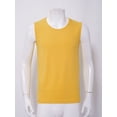 thumbnail image 3 of Sinleey Mens Ribbed Knitted Tank Sleeveless Workout Tops Slim Fit Sport Vest Solid Color U Neck Yellow XS, 3 of 7