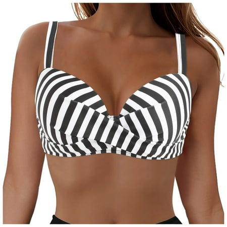 KJameas Women Underwire Bikini Top Push Up Swim Top Solely Bra Padded Swimsuit Tops Bathing Suit Tops No Bottom (White S)
