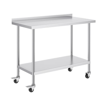KFFKFF 24x48x40-Inch Stainless Steel Work Table with Wheels for Easy Movement, Adjustable Height, Durable Food Preparation Table for Restaurant, Home, Hotel