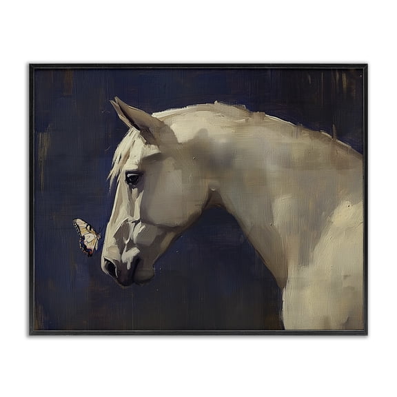 Stupell Industries Transitional Peaceful Meeting Horse & Butterfly Black Framed Giclee Art, 14 x 11, by Svetlana Aleynikova
