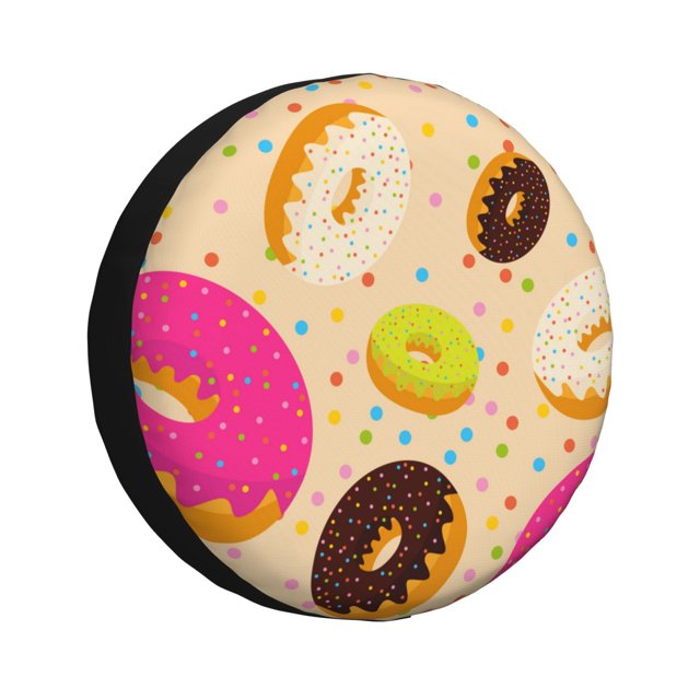 Fotbe Donuts Funda de Llanta de Repuesto con Estampado, Engrosada, Ajuste Universal para Jeep, Remolque, RV, SUV, Camión-15 inch