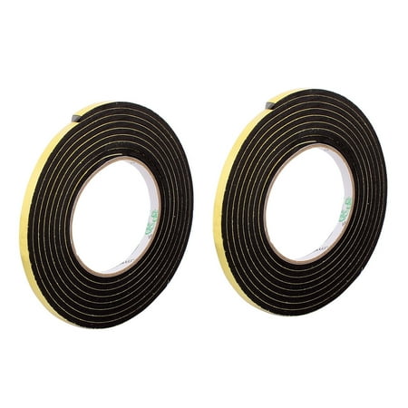 2pcs Black 0.6CM Wide 4M Length 3MM Thick Single Sided Shockproof Sponge Tape