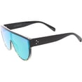 thumbnail image 3 of Oversize Flat Top Shield Aviator Sunglasses Mirror Mono Lens 68mm (Black / Pink Green Mirror), 3 of 4