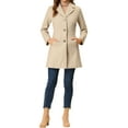 thumbnail image 2 of Unique Bargains Women's Notched Lapel Single Breasted Long Sleeve Winter Coats XL Gream White, 2 of 6