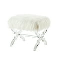 thumbnail image 2 of Inspired Home Nelly Faux Fur and Acrylic Ottoman X-Leg Stool, Cream White, 2 of 8