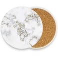 thumbnail image 5 of GZHJMY Printed Round Marble Golden Glitter Ceramic Coasters with Cork-Backed for Coffee Drink Cup Mat Absorbent Stone Coaster, 2 Pack, 5 of 5