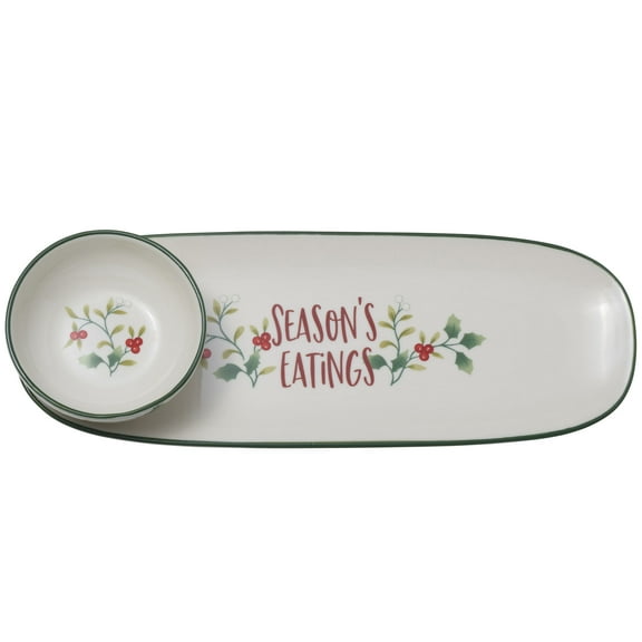 Pfaltzgraff Winterberry Tray with Dip Bowl