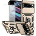 thumbnail image 1 of KOMI for Pixel 8 Pro Case, Google 8 Pro Case with Tempered Glass Screen Protector and Slide Camera Cover, Magnetic Ring Car Mount Holder Kickstand Protective Cases Cover for Google Pixel 8 Pro Gold, 1 of 5