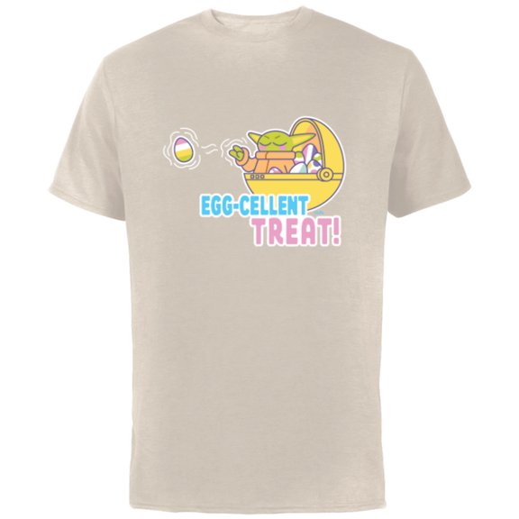 Star Wars The Mandalorian Grogu Easter Egg-Cellent Treat! - Short Sleeve Cotton T-Shirt for Adults - Customized-Natural