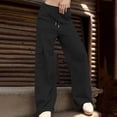 thumbnail image 2 of ZHYou No Boundarie Womens Baggy Sweatpants Casual Drawstring Y2k Huge Pockets Solid Comfy Lounge Stylish Pants for Women,Black,Size L, 2 of 8